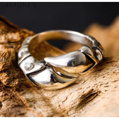 MAYONES Vintage 925 Silver Dragon Paw Ring Real Sterling Silver Adjustable Ring Thai Silver Unisex Ring