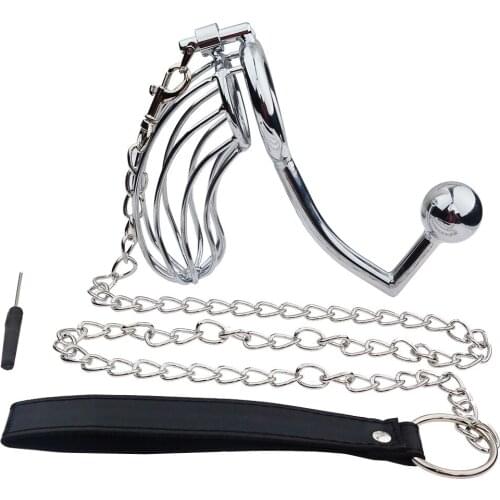 Male Penis Lock Cock Cage Anal Hook BDSM Penis Ring Restraint Chasity Device Adult Game Gay Couple Flirt Tools Sex Toys for Men