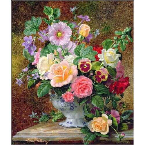 Needlework for embroidery X-stitch DIY French DMC High Quality - Counted Cross Stitch Kits 14 ct Oil painting - Roses Pansies