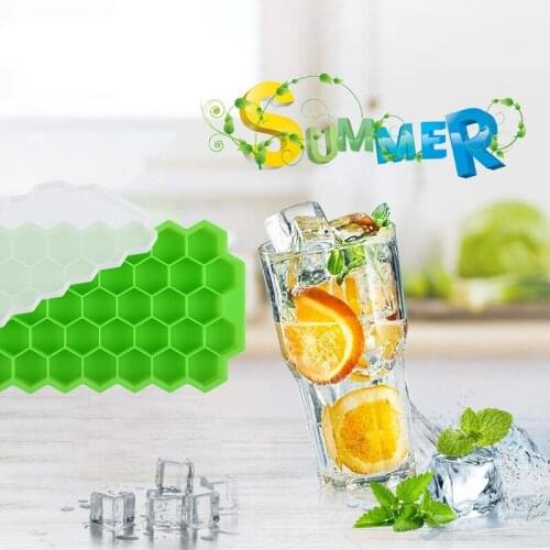 Porous Honeycomb Ice Cube Trays with Removable Lids Silica Gel Ice Cube Mold BPA Free Ice Silicone Mold Eco-Friendly Ice Mold