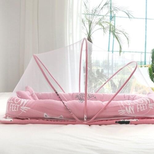 Portable Removable And Washable Cotton Baby Nest Bed With Crib Netting Infant Mosquito Net Bebe Sleep Pad For Newborns
