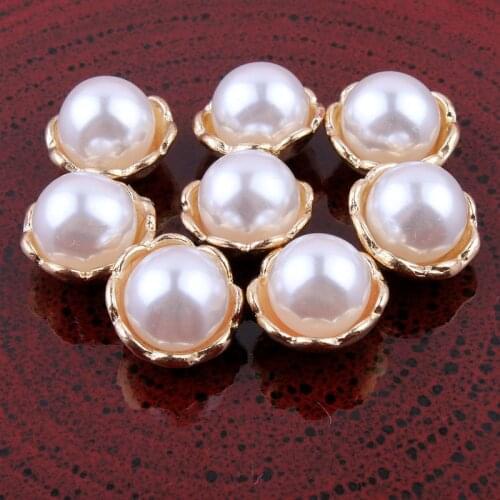 10pcs/lot 13MM 2Colors Mini Cute Bright Round Buttons For Wedding Invitation Handmade Pearl Decorative Buttons For Flower Centre