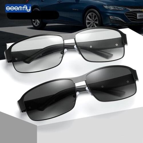 Seemfly Vintage Square Polarized Sunglasses New Metal Outdoor Driving Spectacles Color Changing Lens Sun Glasses For Men Women