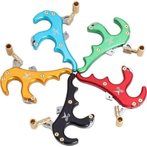 Archery Compound Bow 4 Finger Release Stainless Steel Hunting Right Hand Release Aid Caliper Grip Thumb Release Hunting