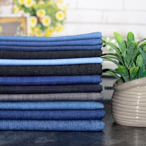 Thin Stretch Wash Denim Fabric By The Meter Per for Skirt Pants Dress Clothing Sewing Summer Elastic Textile Cloth Blue Black