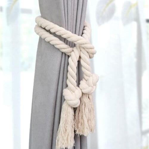 2 Pcs/Set Curtain Buckles Tie Rope Curtain Tieback Holder Clips Rope Home Decor Curtain Home Decorative Accessories Solid Color