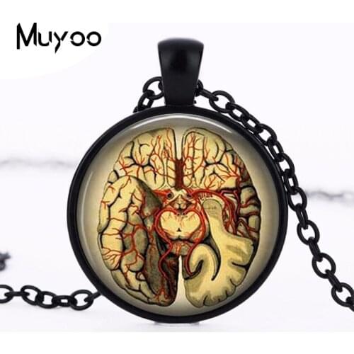 2017 new Steampunk Jewelry Anatomical brain necklace pendant Gothic necklace science pendant biology medical student gift HZ1