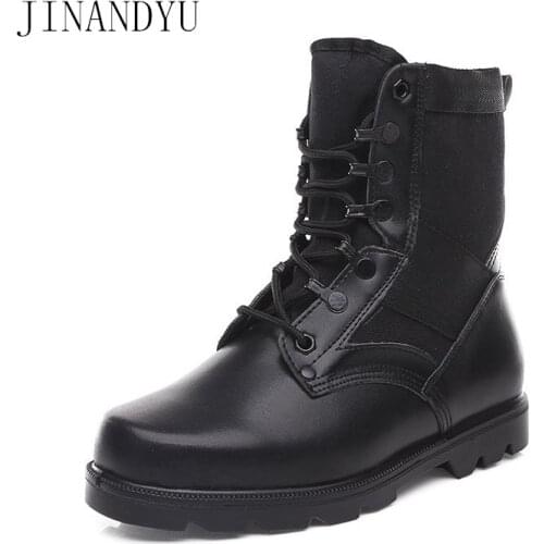 Steel Toe Safety Shoes Work Boots Black Microfiber Leather Ankle Boots Men Military Boots Non-slip Lace Up Tactical Army Shoes