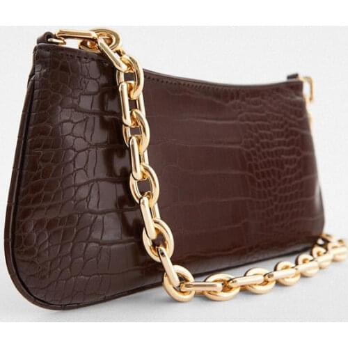 Crocodile Pattern PU Leather Female Shoulder Bag Fashion Ladies Armpit Bag Vintage Women Baguette Purse Handbags Small Clutch