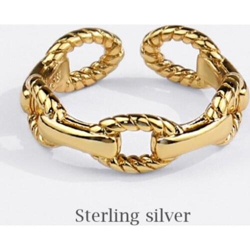 Sole Memory Cute Hollow Mini Chain 925 Sterling Silver Female Resizable Opening Rings SRI855