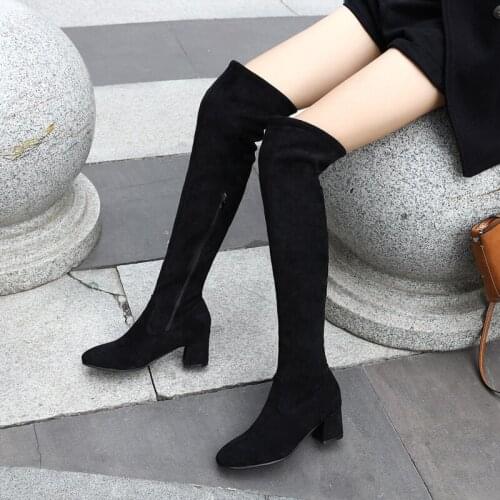 Ladies boots toe over the knee boots ladies autumn and winter high heels boots sexy thigh high boots botas mujer