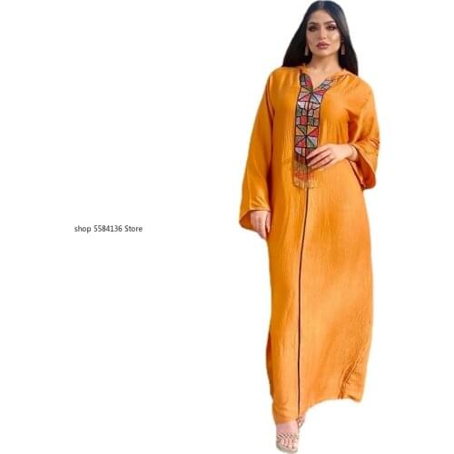 Plus Size Eid Mubarak Kaftan Abaya Dubai Muslim Long Maxi Dress Turkey Islam Clothing Robe Longue Dresses For Women Caftan Maroc