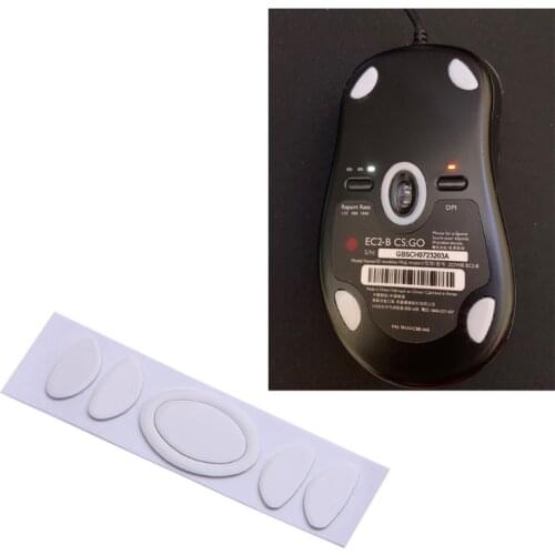 1Set Mouse Skates Glide Feet Pads Mouse Feet Sticker for ZOWIE EC1-B EC2-B MouseWhite Rounded Curved Edges Mice Feet