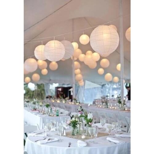 100pcs New Decorations balloon Ceiling Pendant light Lamp Shade White Rice Paper lanterns Birthday Party Wedding