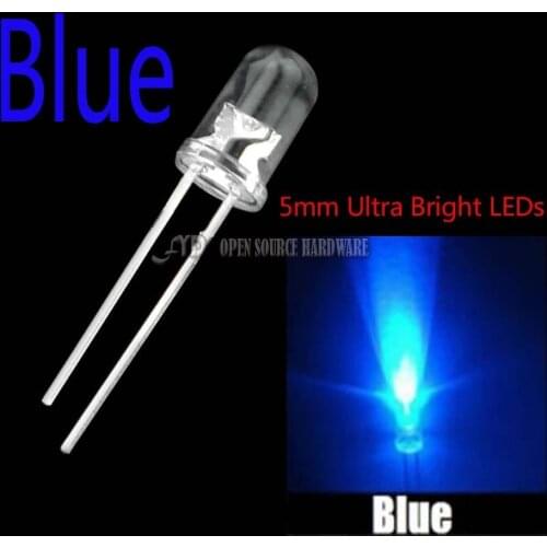100PCS NEW 5mm Round Super Bright Blue LED light Diode