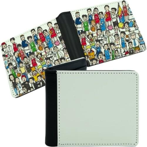 15pcs/Lot White Sublimation Wallet Bags PU Leather Blank Double Sided Man Purse DIY Photo ID Card Bag for Father Day Gift