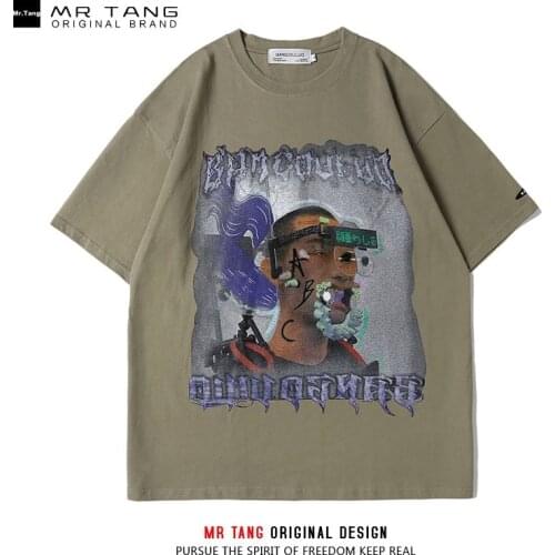 2021 Tshirts Streetwear Hip Hop Portrait Printing Punk Rock Gothic Tees Shirts Harajuku Fashion Casual Short Sleeve Loose Tops