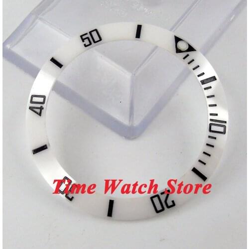 38mm Parnis high quality white ceramic bezel black marks for mens watches Be15