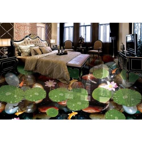 3d flooring custom 3d nature wallpapers Carp Lotus 3d flooring pvc roll waterproofing wallpapers for living room home decor