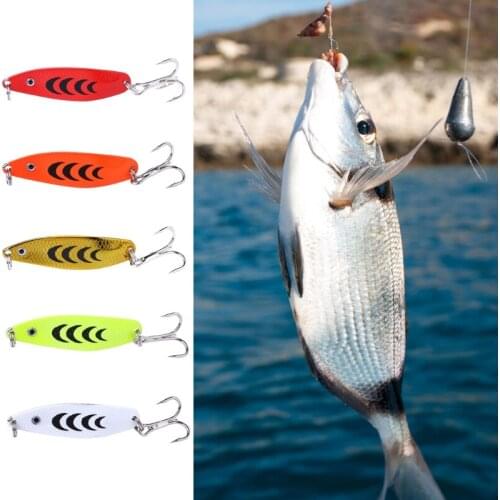 5pcs Colorful Hard Spoon Spinner Fishing Lures Metal Treble Hooks Baits 5cm 7g