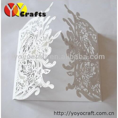 50 pcs/lot Elegant White Hollow Lace Wedding Invitation Card with Envelope,Seal,blank inside card Party supply