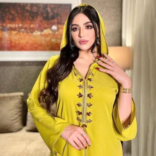 Abaya Dubai Turkey Muslim Hooded Dress Women Moroccan Caftan Elegant Lady Islamic Clothing 2021 Eid Mubarak Djellaba Femme