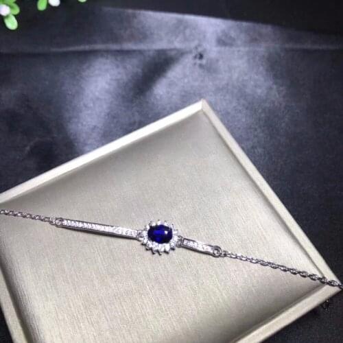 Natural sapphire bracelet, 925 silver, good color, fine workmanship, simple style ladies bracelet