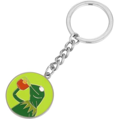 Kermit Frog Drinking Tea Thats None of My Business Keyring Key chain