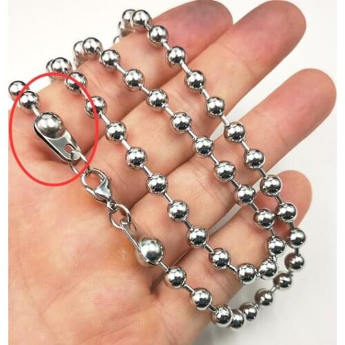 5pcs Lot In Bulk Stainless Steel 6mm Ball Beaded Chain Necklace for Mens Women 24 Inch Cool Clasp