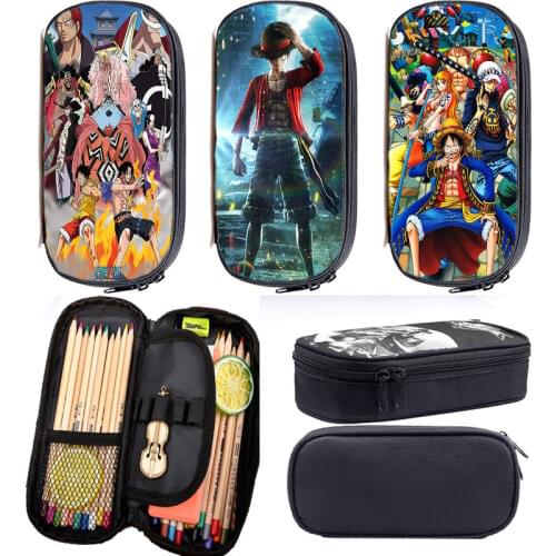ONE PIECE Luffy Pencil Case Cartoon Anime Zipper Pen Bag One Piece Pencil Box Boys Girls Stationery Bag Children School Supplies