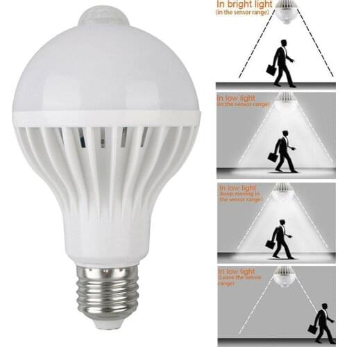 E27 7W LED PIR Motion Sensor Lamp Auto Smart Led Bulb Night Light Movement Detection Sensor Lights Bulb Bombilla Led E27