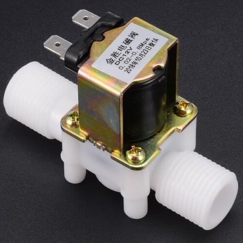 1Pc Solenoid Valve N/C 12V DC 1/2" Plastic Electric Solenoid Valve for Water Air Normally Closed Garden Watering Reverse Valve