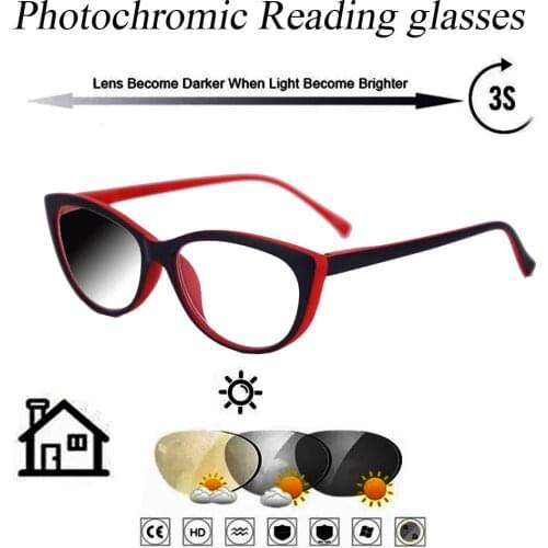 Photochromic Gray Reading Glasses Ultralight Trend High Quality Fashion for Men Women Black Frame +0.75 To +4.0