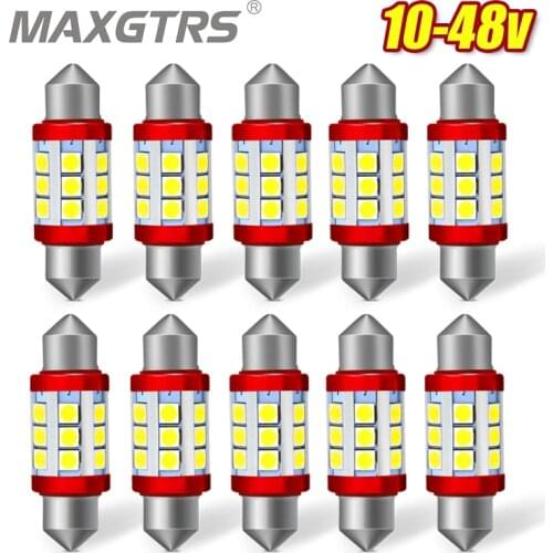 10x 24V Festoon C5W C10W 3030 Chip Bulb Canbus 31mm/36mm/39mm/41mm Car LED Lamp Interior Dome Reading License Plate Lights 6000K