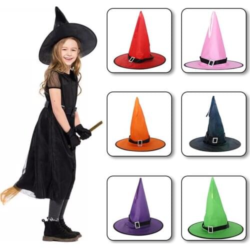Halloween Witch Hat Costume Props Wider Reliable 34cm*37cm Black Witch Hat For Halloween Costume Party Accessory