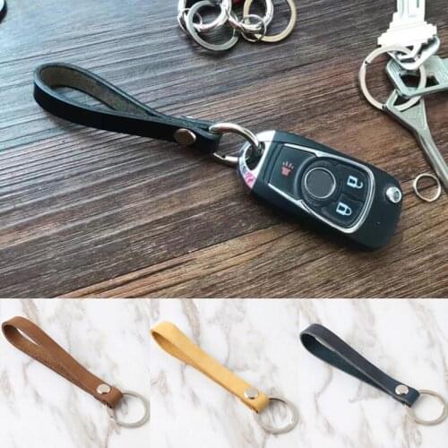 1Pc Leather Keychain Keyring Wrist Strap Cars Key Holder Lanyard Men Women Durable Vintage Auto Pendant Accessory