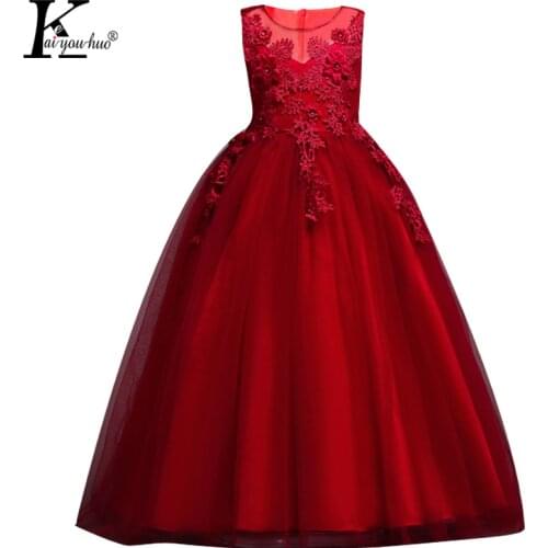 Summer Wedding Dress 2018 Vestidos Kids Dresses For Girls Clothes Embroidered Princess Dress 3 4 5 6 7 8 9 10 11 12 13 14 Years