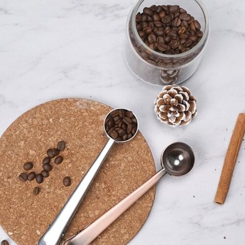 Two-In-One Stainless Steel Coffee Spoon Multifunctional Sealing Clamp Measuring Spoon Kitchen Creative Tools Seasoning Supplies