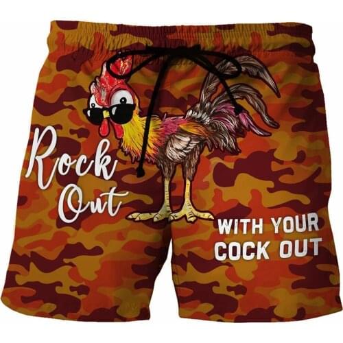 2021 Summer New Mens Quick-Drying Beach Sunbathing Funny Shorts Printed Casual Shorts with Pockets On Both Sides