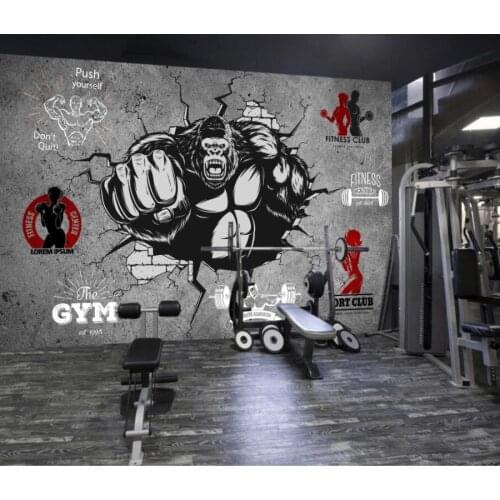3d wall murals wallpaper for living room Personality Creative Fitness Bodybuilding Gorilla Breaking gym wallpaper for walls 3 d