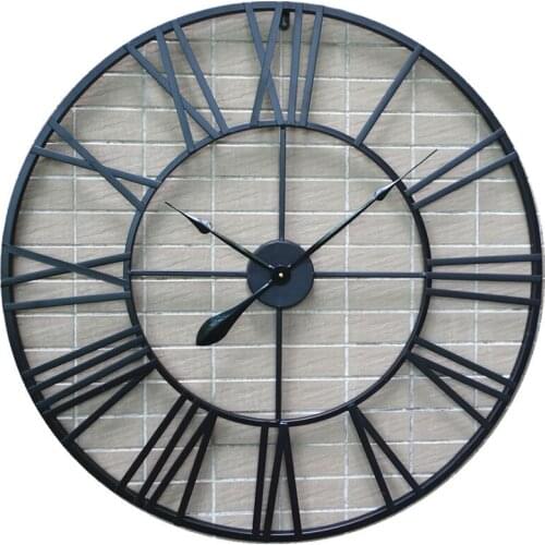 80cm 100cm European-Style Vintage Metal Wall Clocks Hanging Clock Creative Home Decoration Wall Antique Iron Roman Round Clock