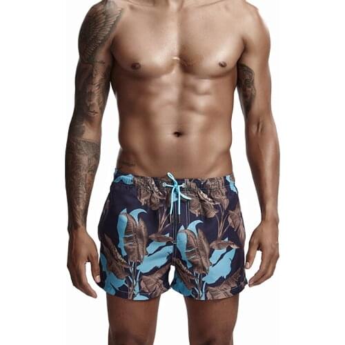 Newest Mens Leaves Printed Board Shorts Quick Dry Beach Shorts Elastic Waist Swimshorts Men Surfing Swimwear Sunga Masculina XL