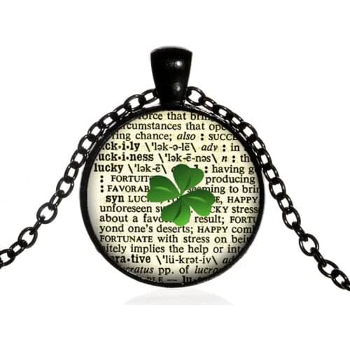 Shamrock pendant. Four Leaf Clover Necklace. Clover jewelry, Lucky jewelry. Birthday,Christmas gift ,Glass cabochon pendant