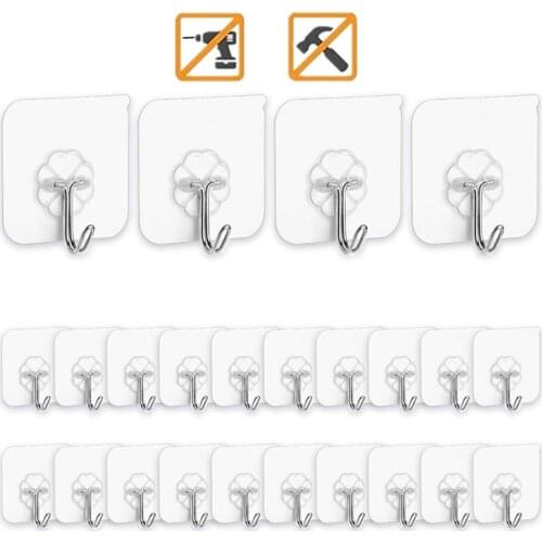 Strong Hooks Transparent Self Adhesive Door Wall Hangers Suction Cup Sucker Wall Hanger for Kitchen Bathroom Accessories