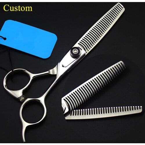 Custom professional japan Double-sided teeth 6 inch hair scissors makas barber hair salon thinning shears hairdressing scissors