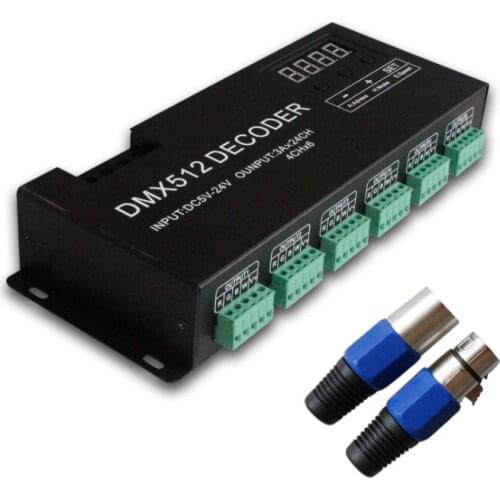 RGBW dmx512 decoder led strip dmx controller 24CH*3A dmx dimmer PWM driver Input DC5-24V 24CH dmx decoder light controller