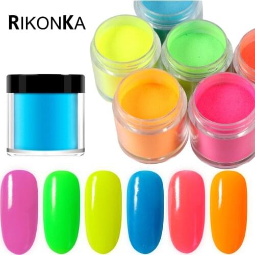 RIKONKA Nail Giltters Shine In The Dark Neon Phosphor Powder Colorful Luminous Pigment Professional Nail Decorations