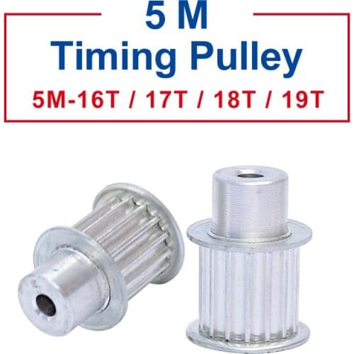 Timing Pulley 5M-16T/17T/18T/19T Aluminum Material Pulley Process Hole 6/8 mm Slot Width 21/27 mm For HTD5M-20/25 mm Timing Belt