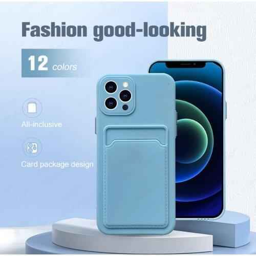 Silicone For iPhone12 11 mini Pro Max Protector Protective Soft Phone Back High Quality Case Coque Fundas Card Bag Solt Cover