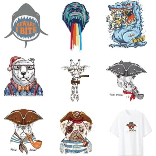 Iron-on Transfers for Clothing Patches for Clothes Stickers Rock Diy Animals Patch Flex Fusible Transfer Vinyl Adhesive Stripe C